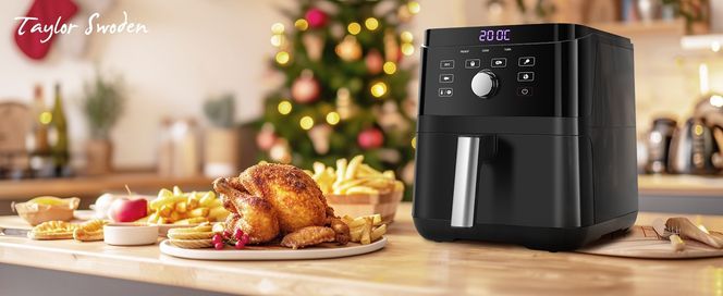 Heißluftfritteuse XXL, 6 Liter Air Fryer mit LED Touchscreen und Knopf