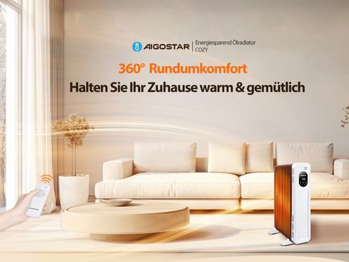 Aigostar Cozy Energiesparend Ölradiator mit Fernbedienung 2300W