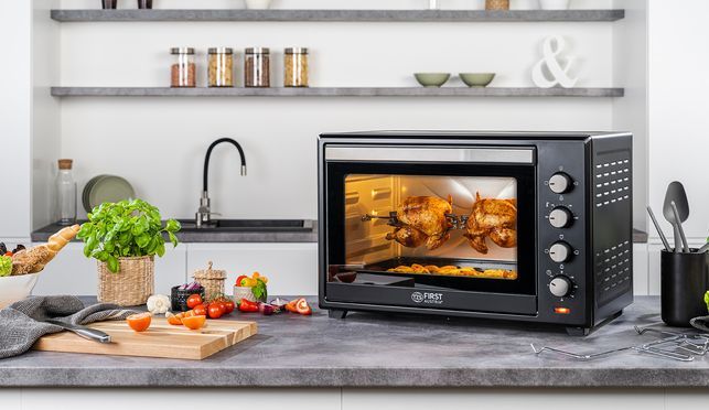 TZS First Austria Minibackofen, 2000 Watt, 60L – Kochgenuss auf den Punkt!