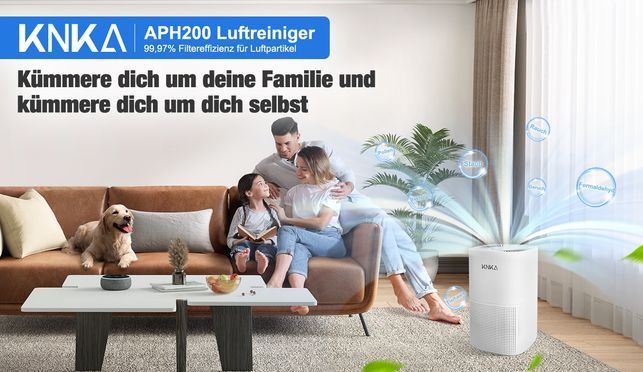 KNKA APH200 Luftfilter, geeignet für Allergiker, Kindern, älteren Menschen und Haustieren