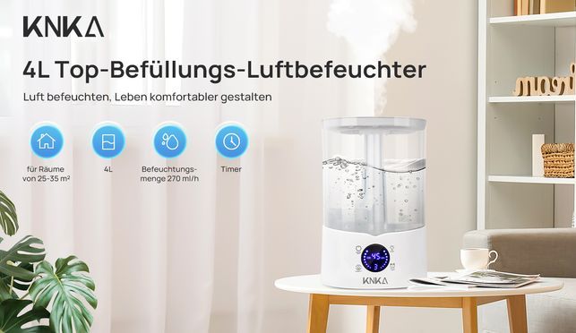 KNKA Ultraschall Luftbefeuchter – Frische Luft und optimale Feuchtigkeit für Ihr Zuhause