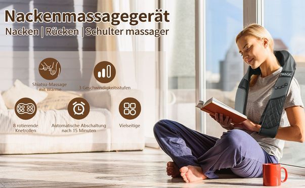 MCRUO Nackenmassagegerät für Nacken, Rücken, Schultern und Oberschenkel