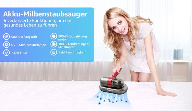 7MAGIC Milbensauger für Matratzen, Sofas, Kissen, UV Desinfektions, Starke Saugleistung