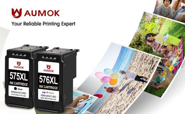 AUMOK 2 Druckerpatronen ersetzt CANON 575 576 XXL Black + Color