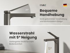 Bequeme Handhabung und 5° geneigter Wasserstrahl