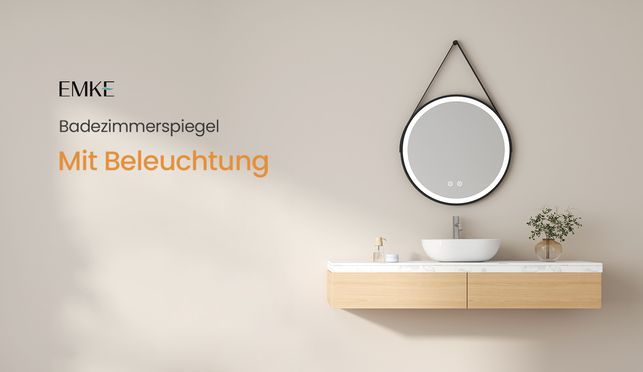 EMKE Design Antibeschlage Badspiegel mit schwarzem Rahmen