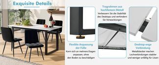 Esstisch mit stabilem Metallrahmen und flexiblen Füßen