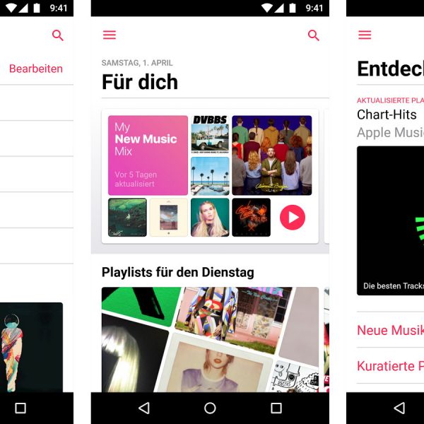 Screenshots Apple Music auf Android