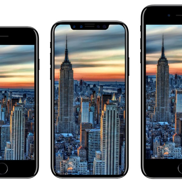 iPhone 7, iPhone 8 und iPhone 7 Plus nebeneinander