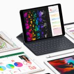 Das iPad Pro zusammen mit dem Keyboard und anderen iPads auf weißem Untergrund