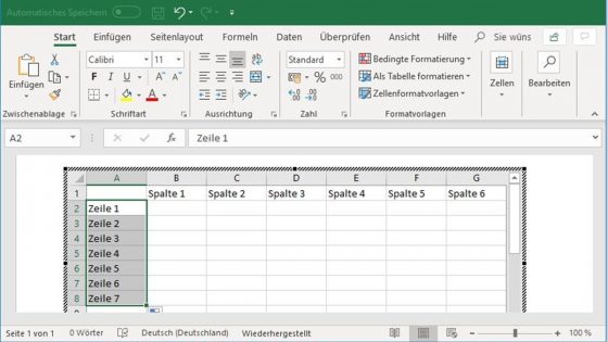 Excel-Tabelle in Word einfügen, bearbeiten, entfernen ...