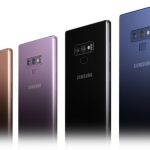 Vier Modelle des Samsung Galaxy Note9 in verschiedenen Farben