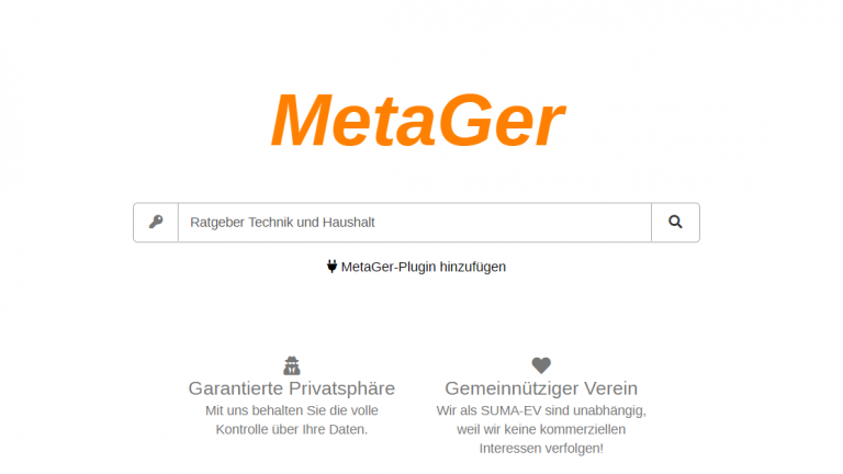 Mehr Ergebnisse mit Metasuchmaschinen wie MetaGer