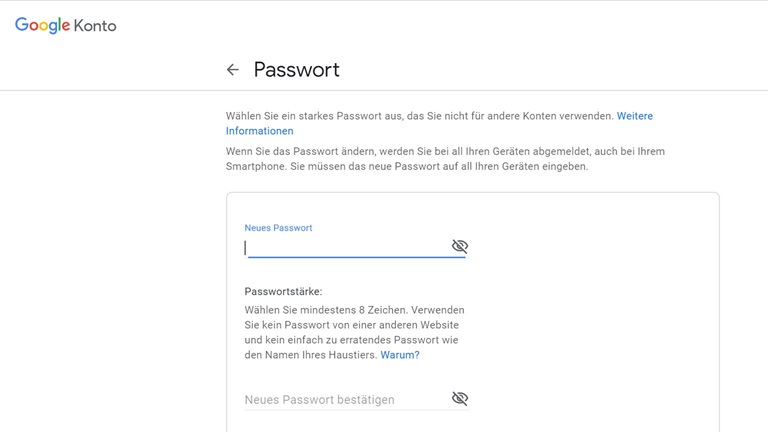 Google-Konto-Passwort ändern