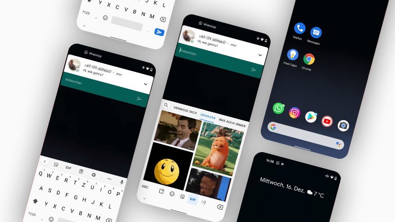 Mehrere Screenshots von Chats unter Android 11 auf einen Blick.