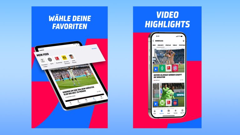 Zwei Screenshots aus der Sport1-App.