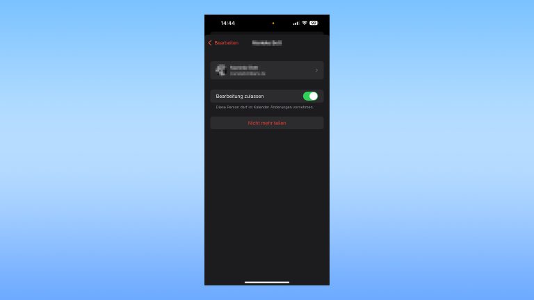 Ein Screenshot der Optionen für das gemeinsame Bearbeiten eines Apple-Kalenders.
