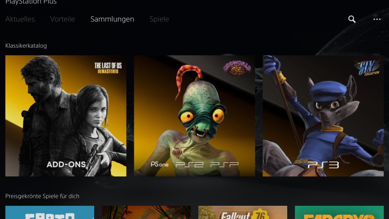 Screenshot der Klassiker-Sammlungen in PlayStation Plus.