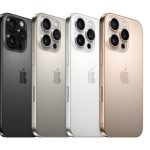 Produktbild vom iPhone 16 Pro, das in vier Farbvarianten zu sehen ist.