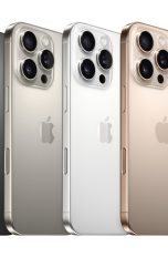 Produktbild vom iPhone 16 Pro, das in vier Farbvarianten zu sehen ist.