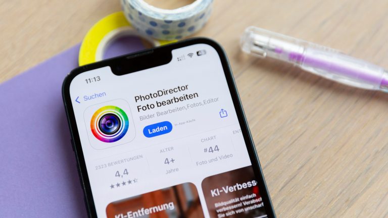 Der AppStore auf einem iPhone ist geöffnet. Eine Bildbearbeitungs-App ist bereit zum Download.